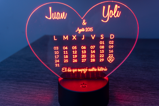 Lámpara de Luz Personalizada con Tu Fecha Especial