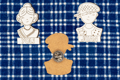 Pines PERSONALIZADOS de Madera Grabados – Fallero, Fallera